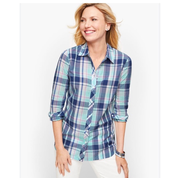 Talbots Classic Cotton Picnic Plaid Button Down - Picture 1 of 6